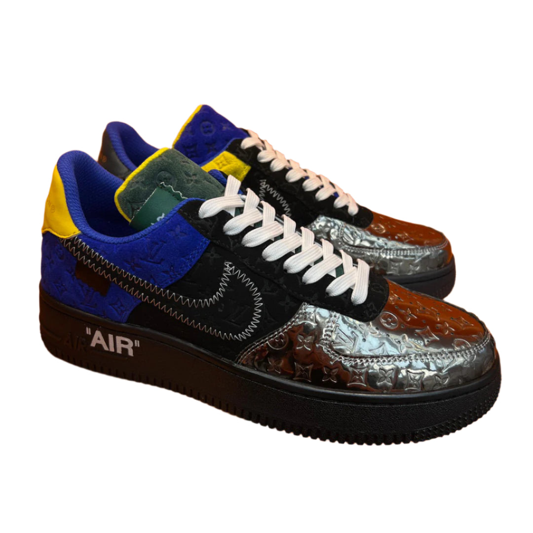 Louis Vuitton Nike Air Force 1 Low By Virgil Abloh Black Metallic Silver - TruVybe Essentials
