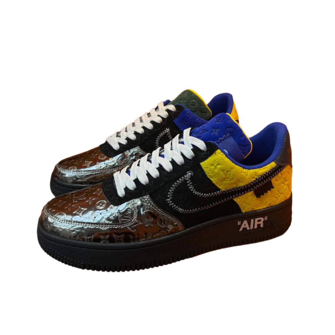 Louis Vuitton Nike Air Force 1 Low By Virgil Abloh Black Metallic Silver - TruVybe Essentials