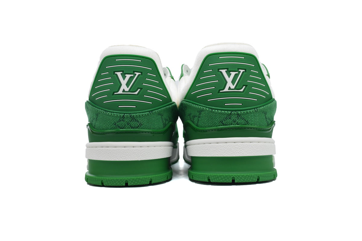 Louis Vuitton Trainer Green Monogram Denim White - TruVybe Essentials