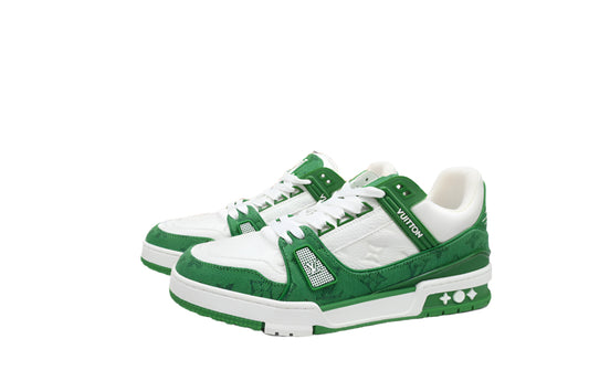 Louis Vuitton Trainer Green Monogram Denim White - TruVybe Essentials