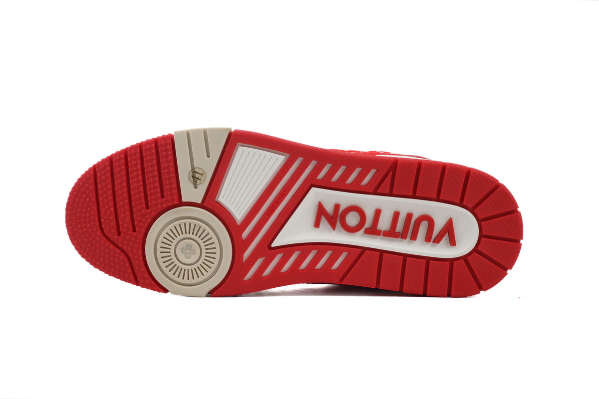 Louis Vuitton Trainer Red Monogram Textile - TruVybe Essentials