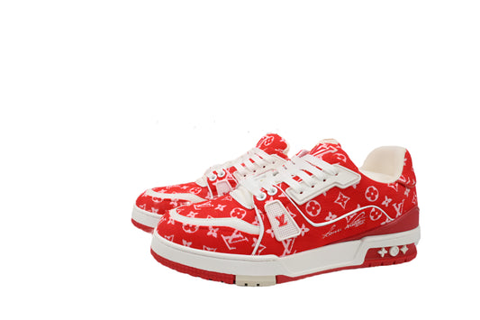 Louis Vuitton Trainer Red Monogram Textile - TruVybe Essentials