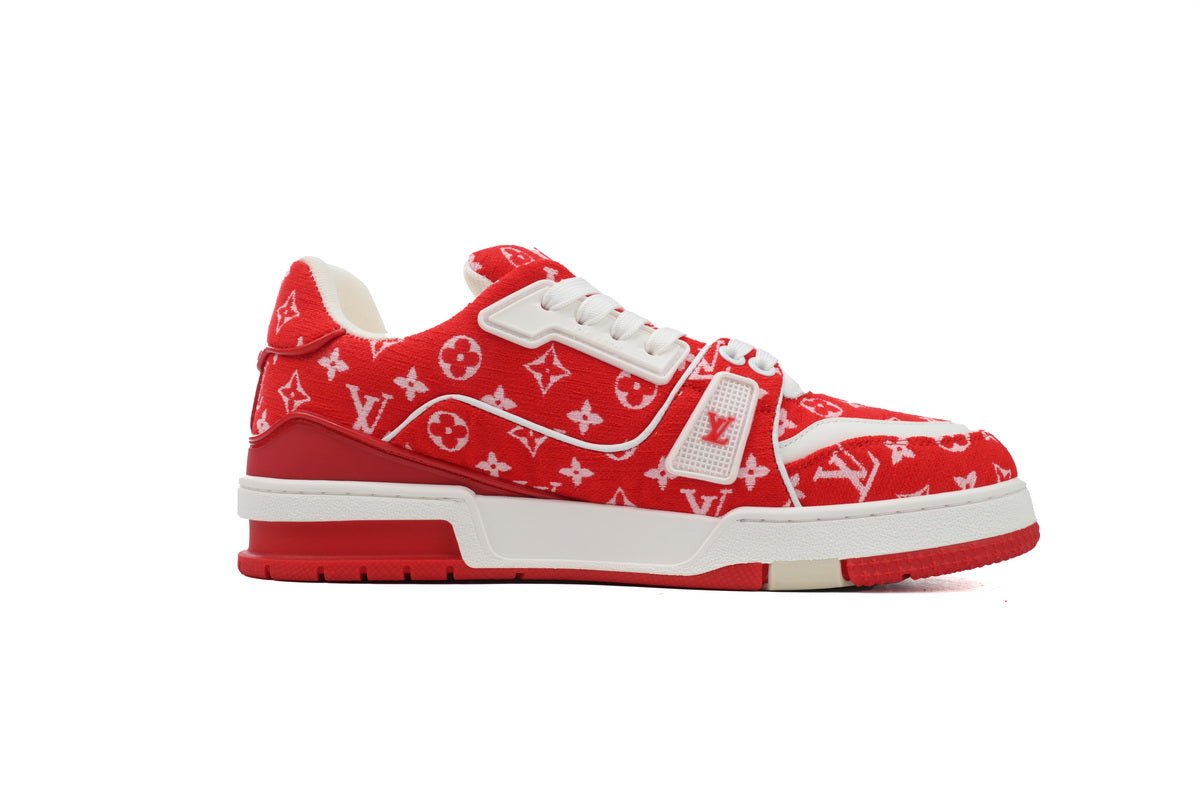 Louis Vuitton Trainer Red Monogram Textile - TruVybe Essentials