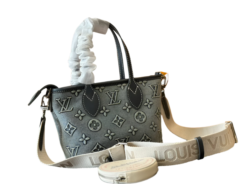 Louis Vuitton Weekend Tote Denim Bag Blue - TruVybe Essentials