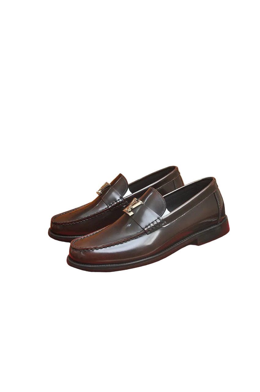 other side brown glazed loafer