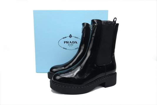 Prada Brushed Leather Chelsea Boots - TruVybe Essentials