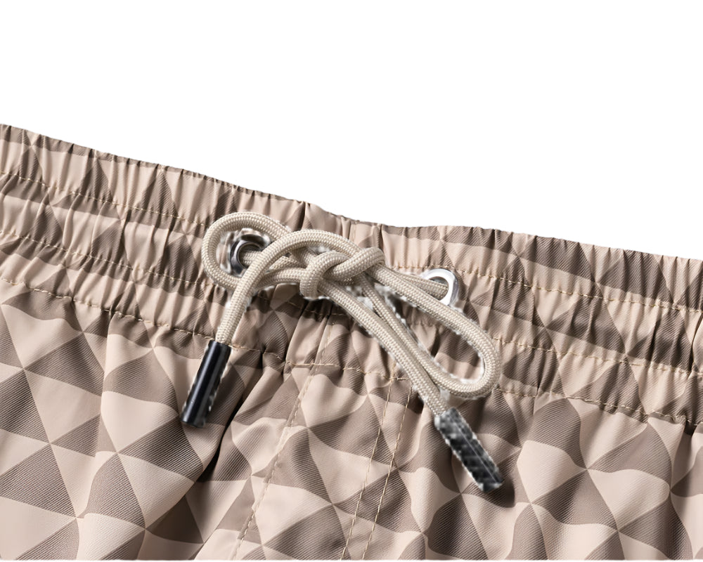 Prada Men's Triangle-Logo Beige Straight Leg Shorts - TruVybe Essentials