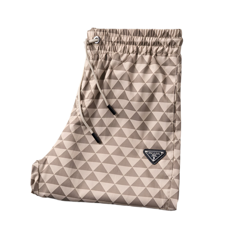 Prada Men's Triangle-Logo Beige Straight Leg Shorts - TruVybe Essentials