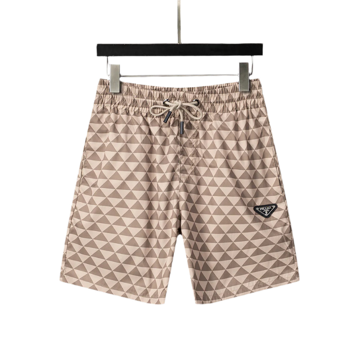 Prada Men's Triangle-Logo Beige Straight Leg Shorts - TruVybe Essentials