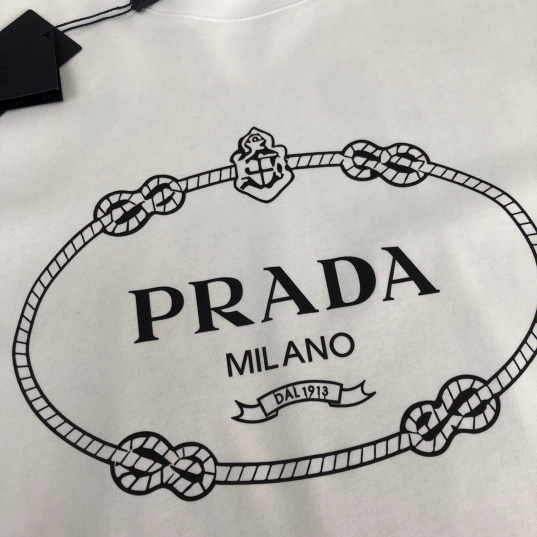 White Prada T-Shirt – Luxury Designer Tee | Minimalist Street Style - TruVybe Essentials