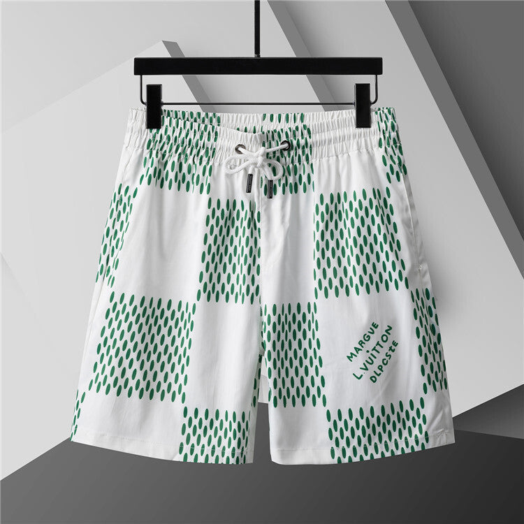 shorts Jacquard Short-Sleeve Crewneck T-Shirt & Lined Shorts Set – Green & White