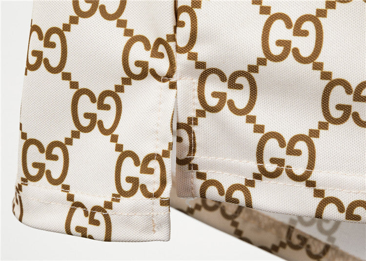 side Cotton Knit Jacquard Polo Shirt