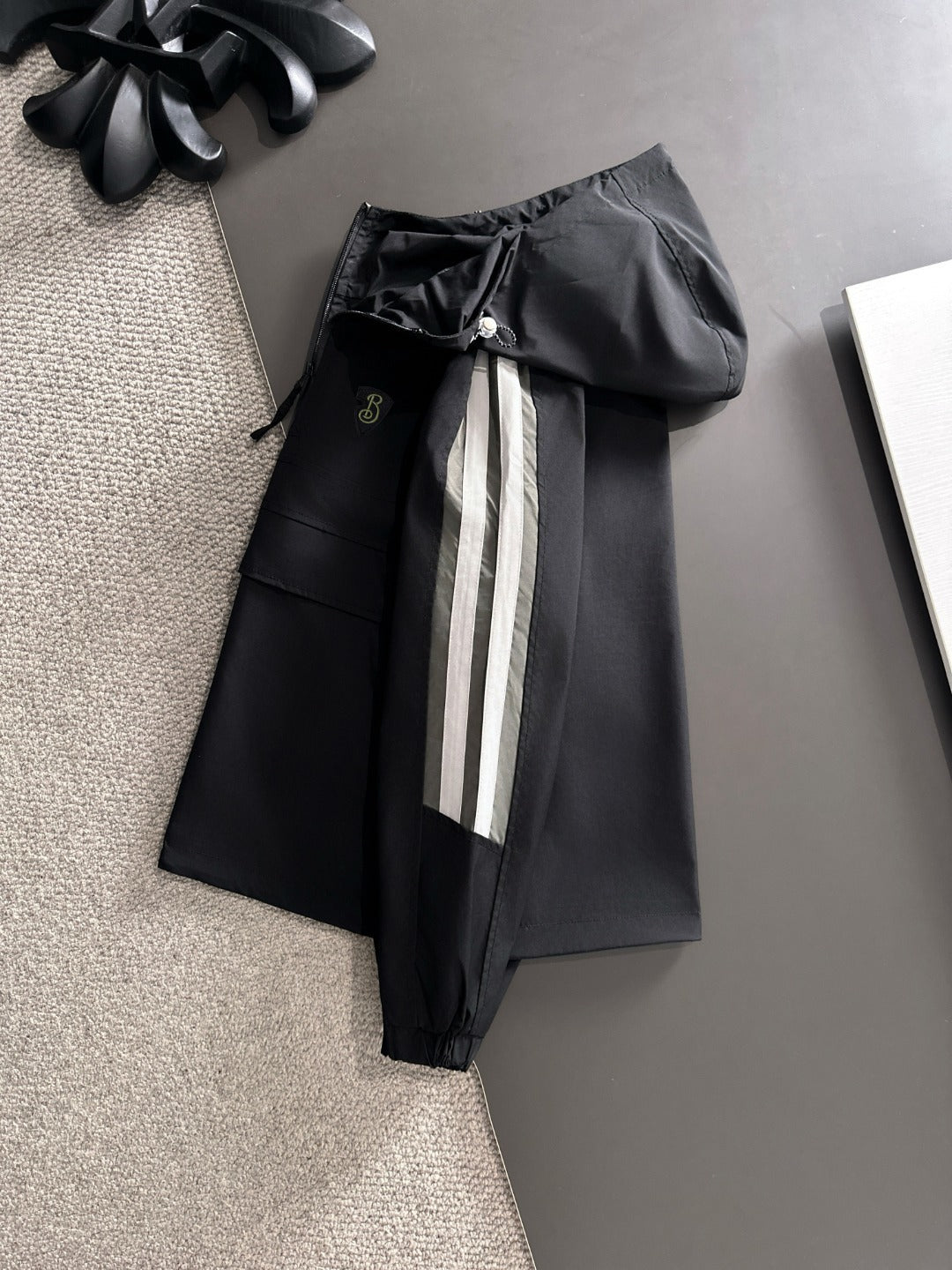 side j Black Hooded Anorak Jacket & Track Pants Set