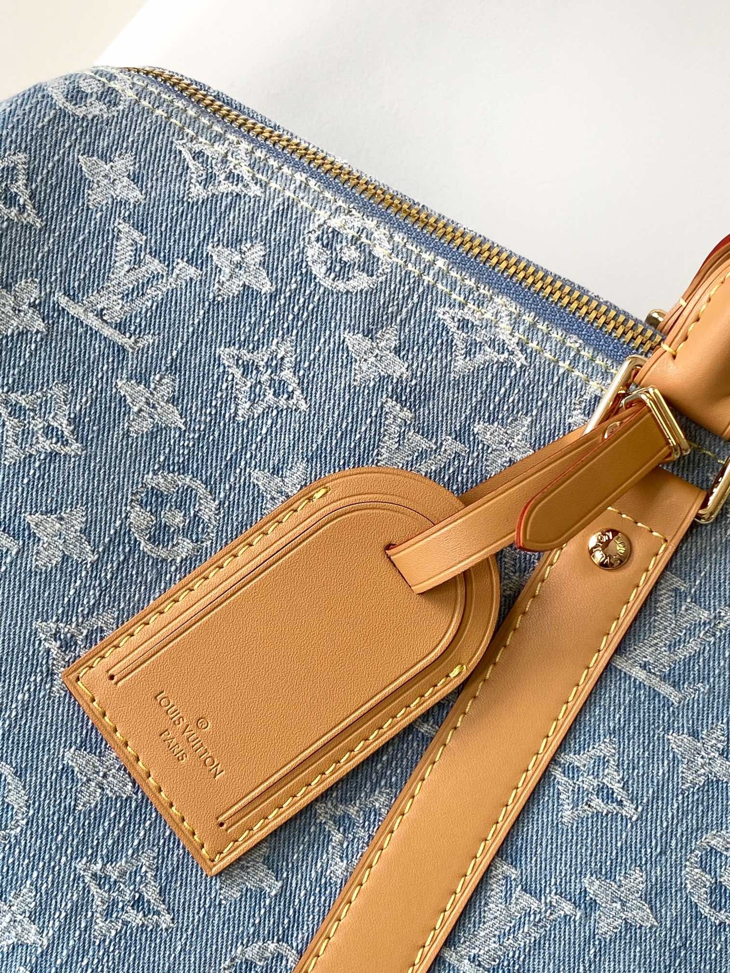 tag Keepall Bandouliere 45 Sky Blue Denim – Adjustable Shoulder Strap