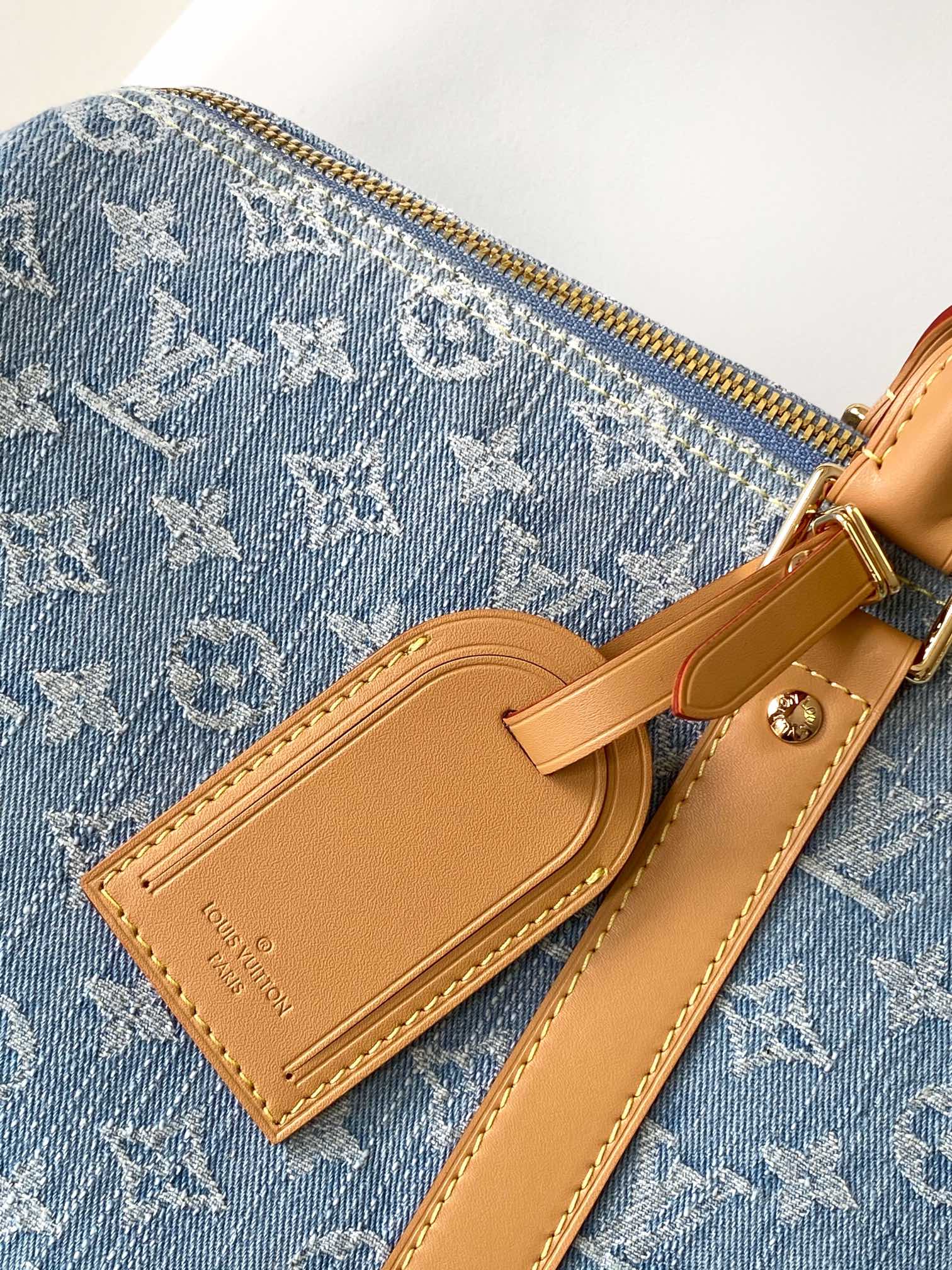 tag Keepall Bandouliere 45 Sky Blue Denim – Adjustable Shoulder Strap