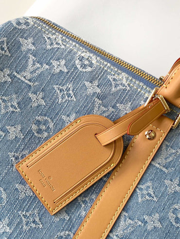 tag Keepall Bandouliere 45 Sky Blue Denim – Adjustable Shoulder Strap