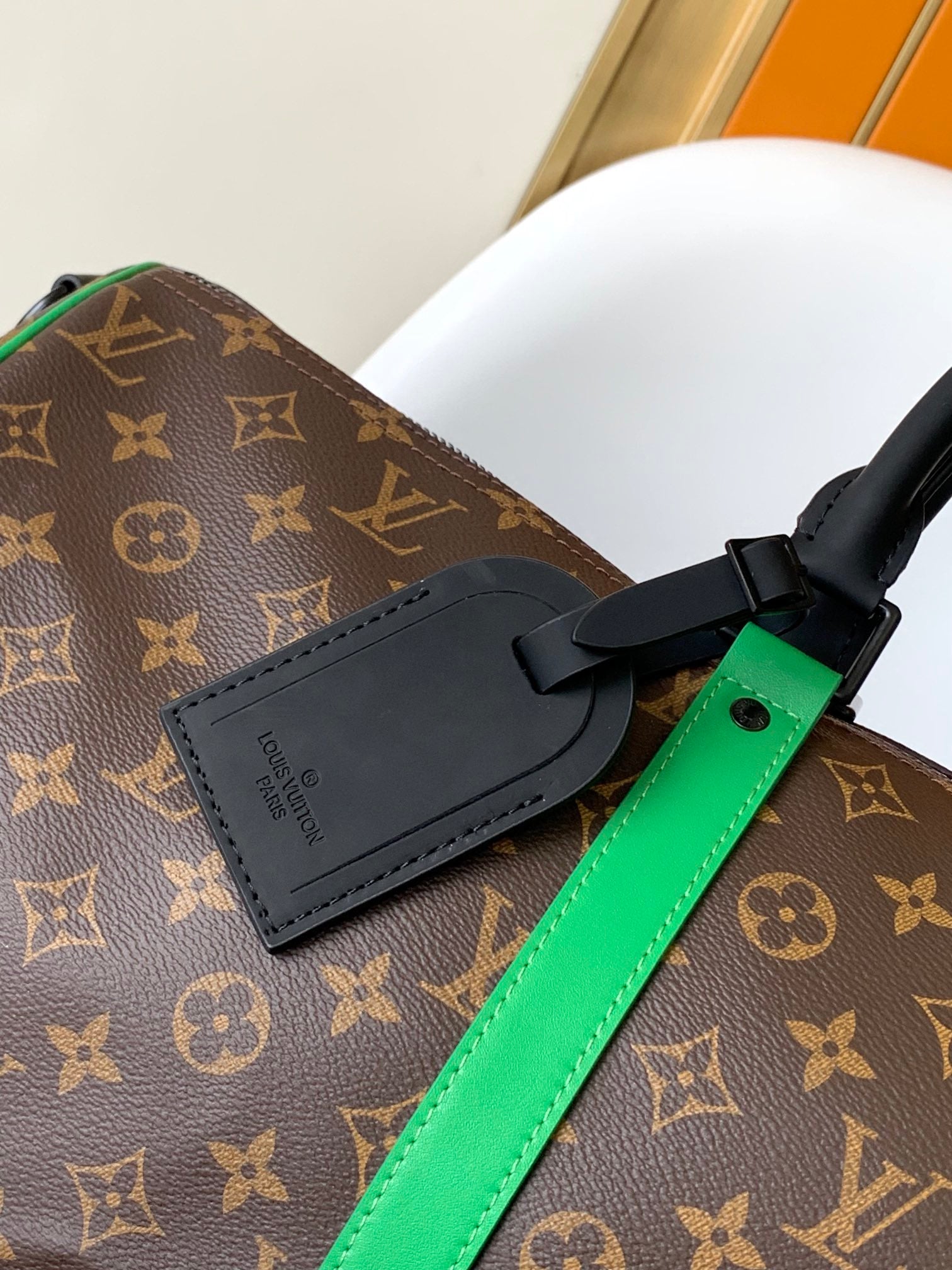 tag Large Canvas Travel Bag Brown & Green Monogram Keepall 50