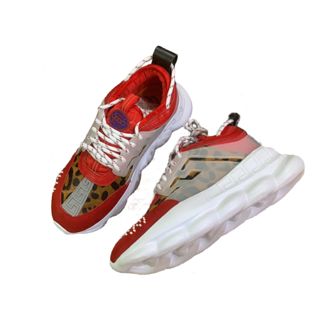 Versace Chain Reaction Red Wild Leopard Low Chunky Sneaker - TruVybe Essentials