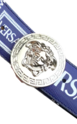 Versace La Medusa Blue Leather Belt - TruVybe Essentials