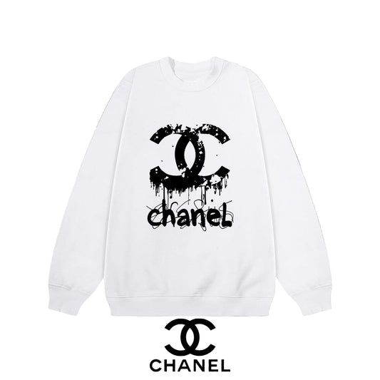 White sweatshirt with black gracphic