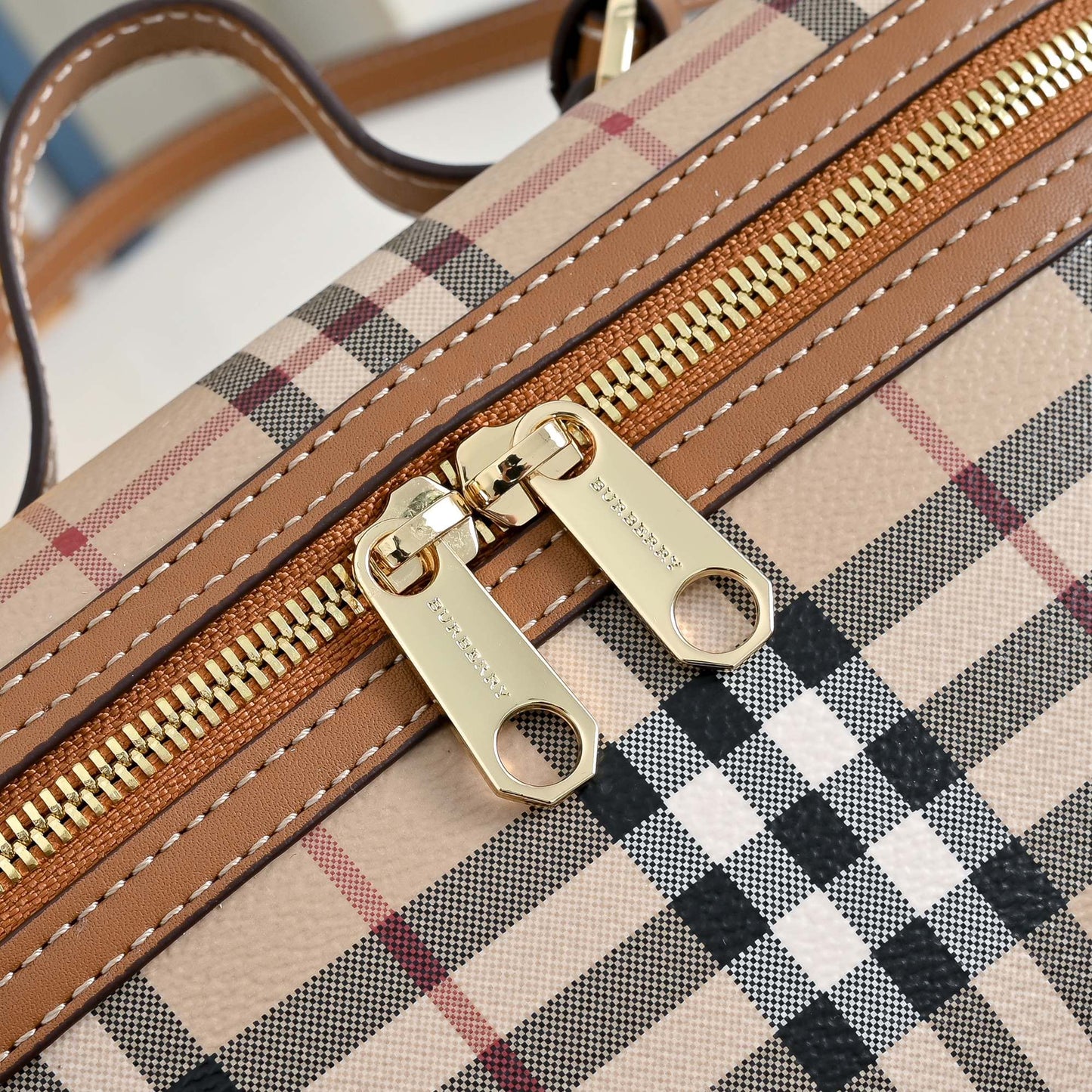 Beige Check Vanity Bag